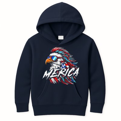 Merica Mullet Eagle Funny 4th Of July Kids Hoodie