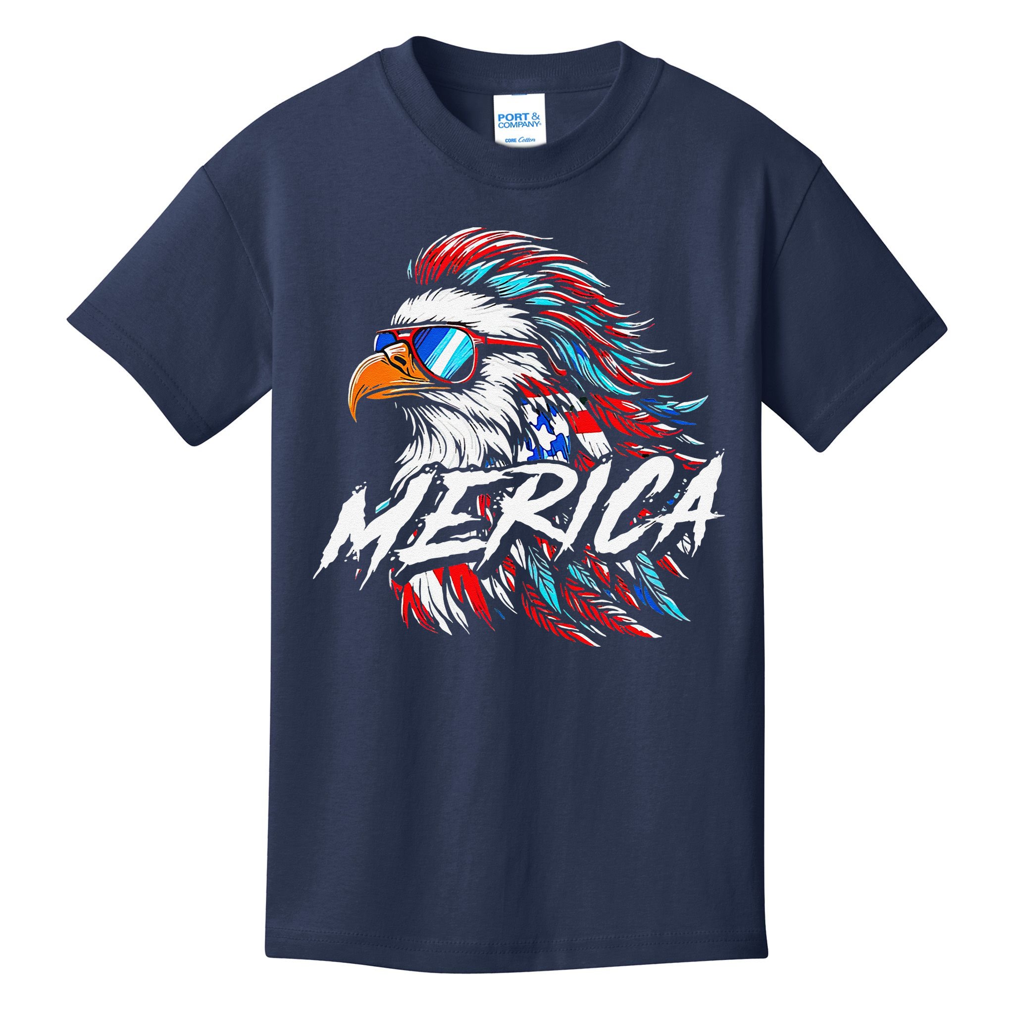 Merica Mullet Eagle Funny 4th Of July Kids T-Shirt