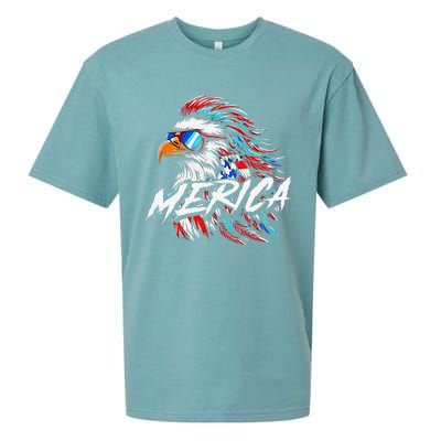 Merica Mullet Eagle Funny 4th Of July Sueded Cloud Jersey T-Shirt