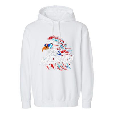 Merica Mullet Eagle Funny 4th Of July Garment-Dyed Fleece Hoodie