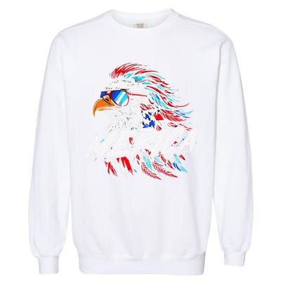 Merica Mullet Eagle Funny 4th Of July Garment-Dyed Sweatshirt