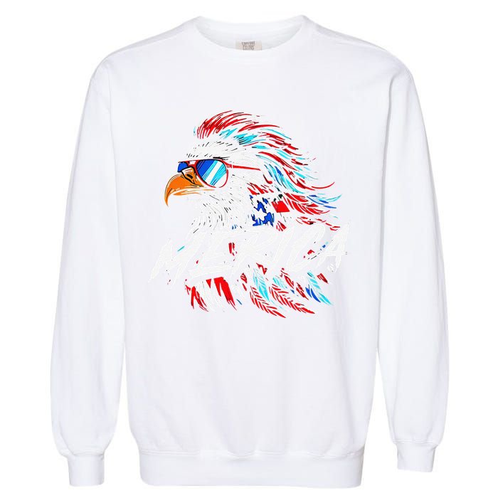 Merica Mullet Eagle Funny 4th Of July Garment-Dyed Sweatshirt