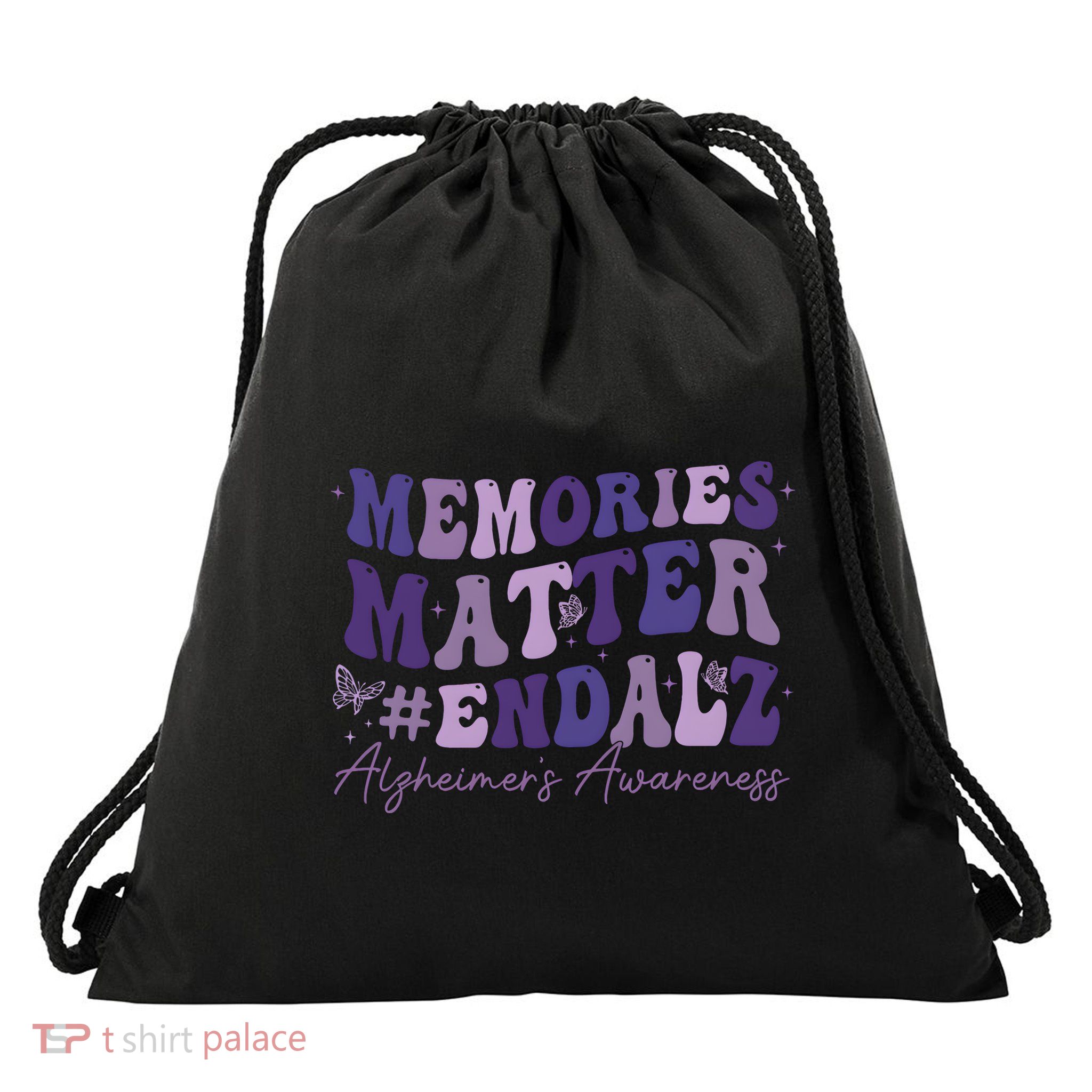 Memories Matter End Alz AlzheimerS Awareness Drawstring Bag