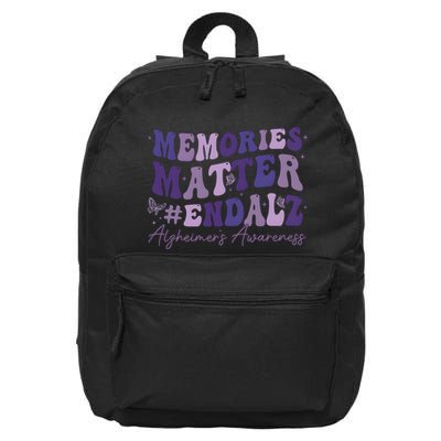 Memories Matter End Alz AlzheimerS Awareness 16 in Basic Backpack