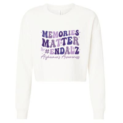 Memories Matter End Alz AlzheimerS Awareness Cropped Pullover Crew