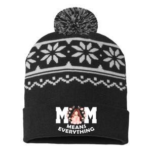 Mom Means Everything Cute Mothers Day Gift USA-Made Snowflake Beanie