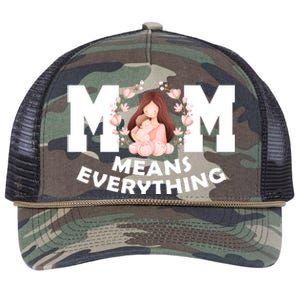 Mom Means Everything Cute Mothers Day Gift Retro Rope Trucker Hat Cap