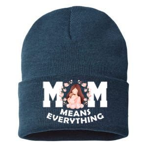 Mom Means Everything Cute Mothers Day Gift Sustainable Knit Beanie