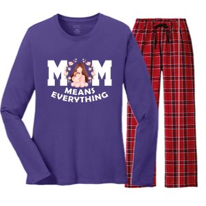 Mom Means Everything Cute Mothers Day Gift Women's Long Sleeve Flannel Pajama Set 