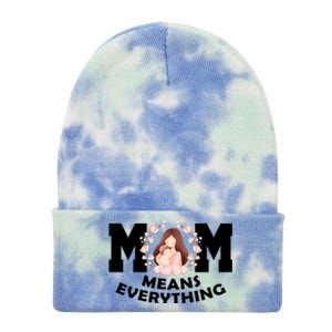 Mom Means Everything Cute Mothers Day Gift Tie Dye 12in Knit Beanie