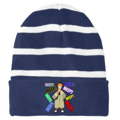 Meep! Striped Beanie with Solid Band