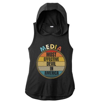 Media Most Effective Devil In America Vintage Retro Sunset Gift Ladies PosiCharge Tri-Blend Wicking Draft Hoodie Tank