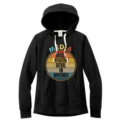 Media Most Effective Devil In America Vintage Retro Sunset Gift Women's Fleece Hoodie