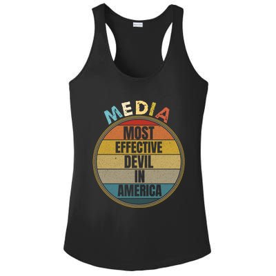 Media Most Effective Devil In America Vintage Retro Sunset Gift Ladies PosiCharge Competitor Racerback Tank