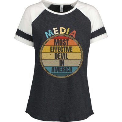 Media Most Effective Devil In America Vintage Retro Sunset Gift Enza Ladies Jersey Colorblock Tee