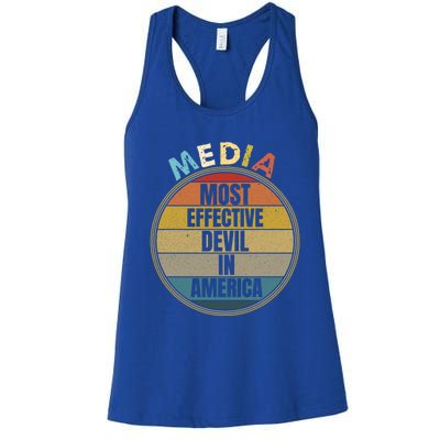 Media Most Effective Devil In America Vintage Retro Sunset Gift Women's Racerback Tank