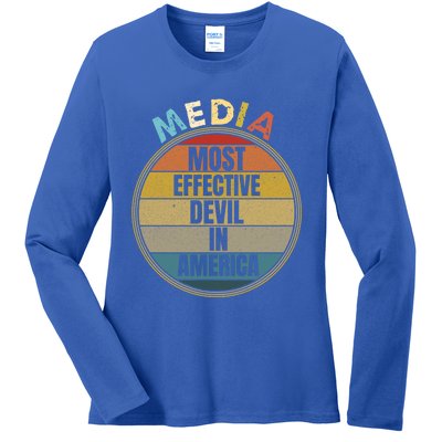 Media Most Effective Devil In America Vintage Retro Sunset Gift Ladies Long Sleeve Shirt