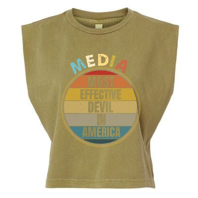 Media Most Effective Devil In America Vintage Retro Sunset Gift Garment-Dyed Women's Muscle Tee