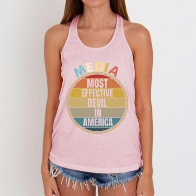 Media Most Effective Devil In America Vintage Retro Sunset Gift Women's Knotted Racerback Tank