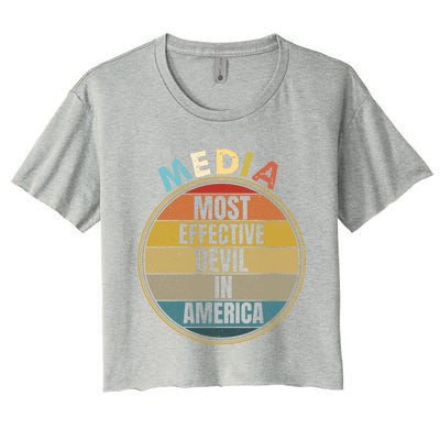 Media Most Effective Devil In America Vintage Retro Sunset Gift Women's Crop Top Tee