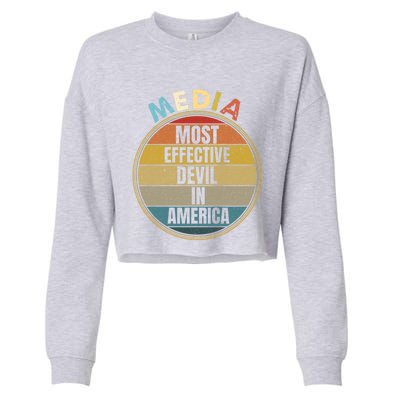 Media Most Effective Devil In America Vintage Retro Sunset Gift Cropped Pullover Crew