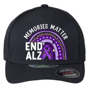 Memories Matter End ALZ Purple Rainbow Alzheimers Awareness Flexfit Unipanel Trucker Cap