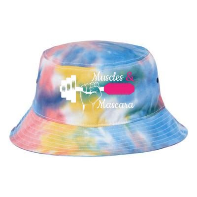 Muscle & Mascara Eyelashes Lipstick Funny Bold Gift Tie Dye Newport Bucket Hat