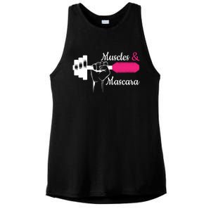 Muscle & Mascara Eyelashes Lipstick Funny Bold Gift Ladies PosiCharge Tri-Blend Wicking Tank