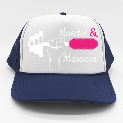 Muscle & Mascara Eyelashes Lipstick Funny Bold Gift Trucker Hat