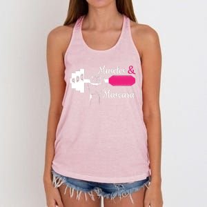 Muscle & Mascara Eyelashes Lipstick Funny Bold Gift Women's Knotted Racerback Tank