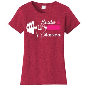 Muscle & Mascara Eyelashes Lipstick Funny Bold Gift Women's T-Shirt