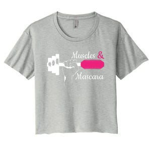 Muscle & Mascara Eyelashes Lipstick Funny Bold Gift Women's Crop Top Tee