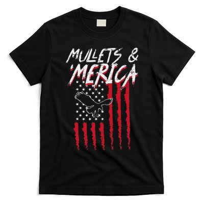 Mullets Merica Eagle US American Flag 4th Of July Patriotic T-Shirt