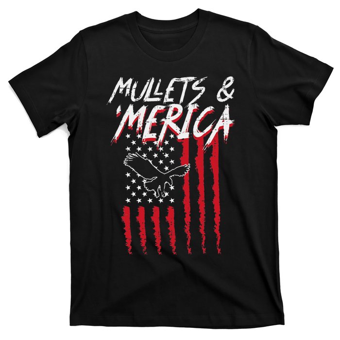 Mullets Merica Eagle US American Flag 4th Of July Patriotic T-Shirt