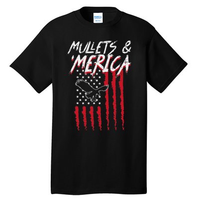 Mullets Merica Eagle US American Flag 4th Of July Patriotic Tall T-Shirt