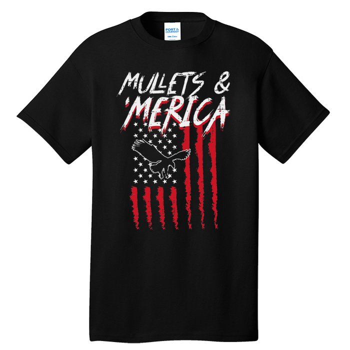 Mullets Merica Eagle US American Flag 4th Of July Patriotic Tall T-Shirt