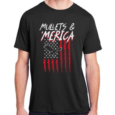 Mullets Merica Eagle US American Flag 4th Of July Patriotic Adult ChromaSoft Performance T-Shirt