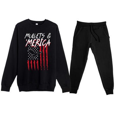 Mullets Merica Eagle US American Flag 4th Of July Patriotic Premium Crewneck Sweatsuit Set