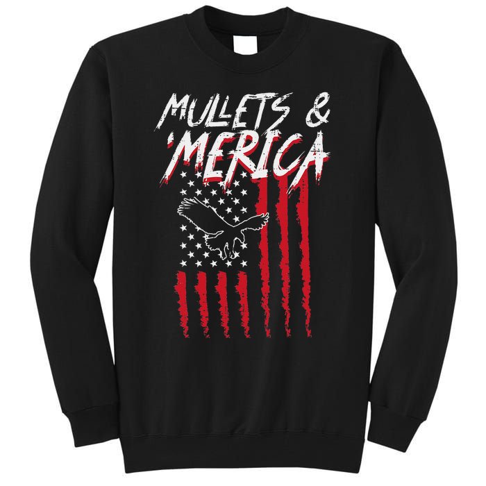 Mullets Merica Eagle US American Flag 4th Of July Patriotic Tall Sweatshirt