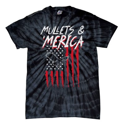 Mullets Merica Eagle US American Flag 4th Of July Patriotic Tie-Dye T-Shirt