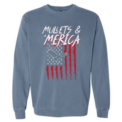 Mullets Merica Eagle US American Flag 4th Of July Patriotic Garment-Dyed Sweatshirt