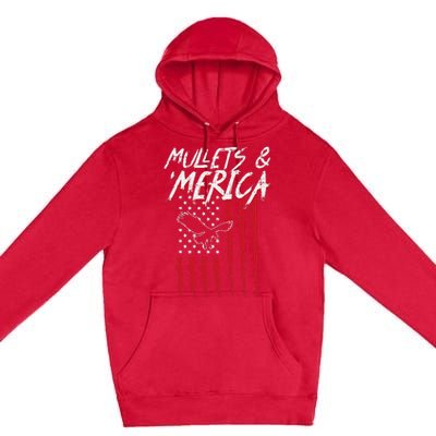 Mullets Merica Eagle US American Flag 4th Of July Patriotic Premium Pullover Hoodie