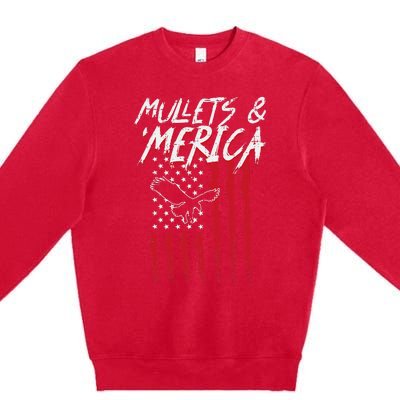 Mullets Merica Eagle US American Flag 4th Of July Patriotic Premium Crewneck Sweatshirt