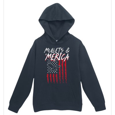 Mullets Merica Eagle US American Flag 4th Of July Patriotic Urban Pullover Hoodie