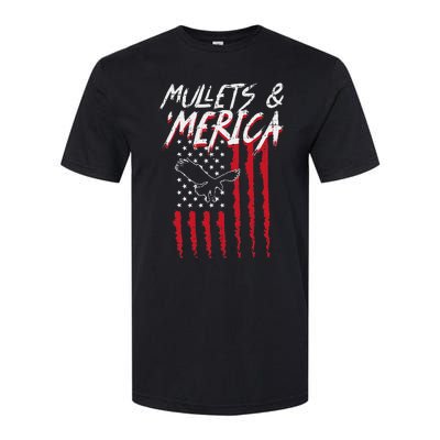 Mullets Merica Eagle US American Flag 4th Of July Patriotic Softstyle CVC T-Shirt