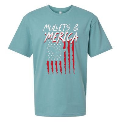 Mullets Merica Eagle US American Flag 4th Of July Patriotic Sueded Cloud Jersey T-Shirt