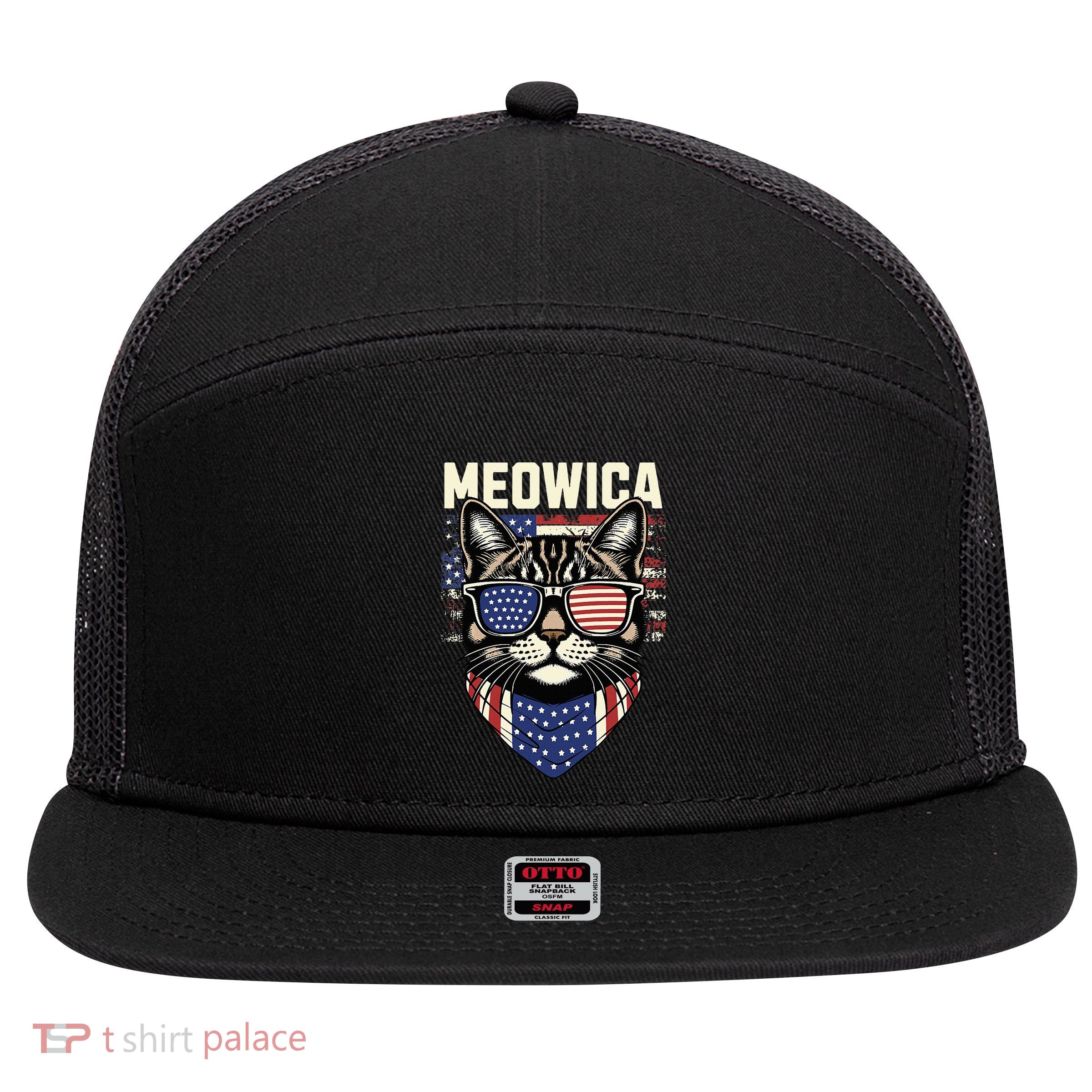 Meowica 7 Panel Mesh Trucker Snapback Hat