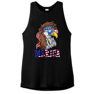 Merica Mullet Eagle Independence Day Ladies PosiCharge Tri-Blend Wicking Tank