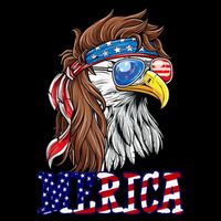 Merica Mullet Eagle Independence Day 7-Panel Snapback Hat