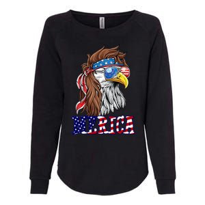 Merica Mullet Eagle Independence Day Womens California Wash Sweatshirt